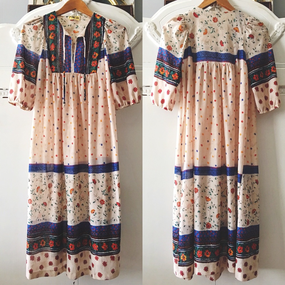 True Vintage Hippie Boho Prairie Dress
